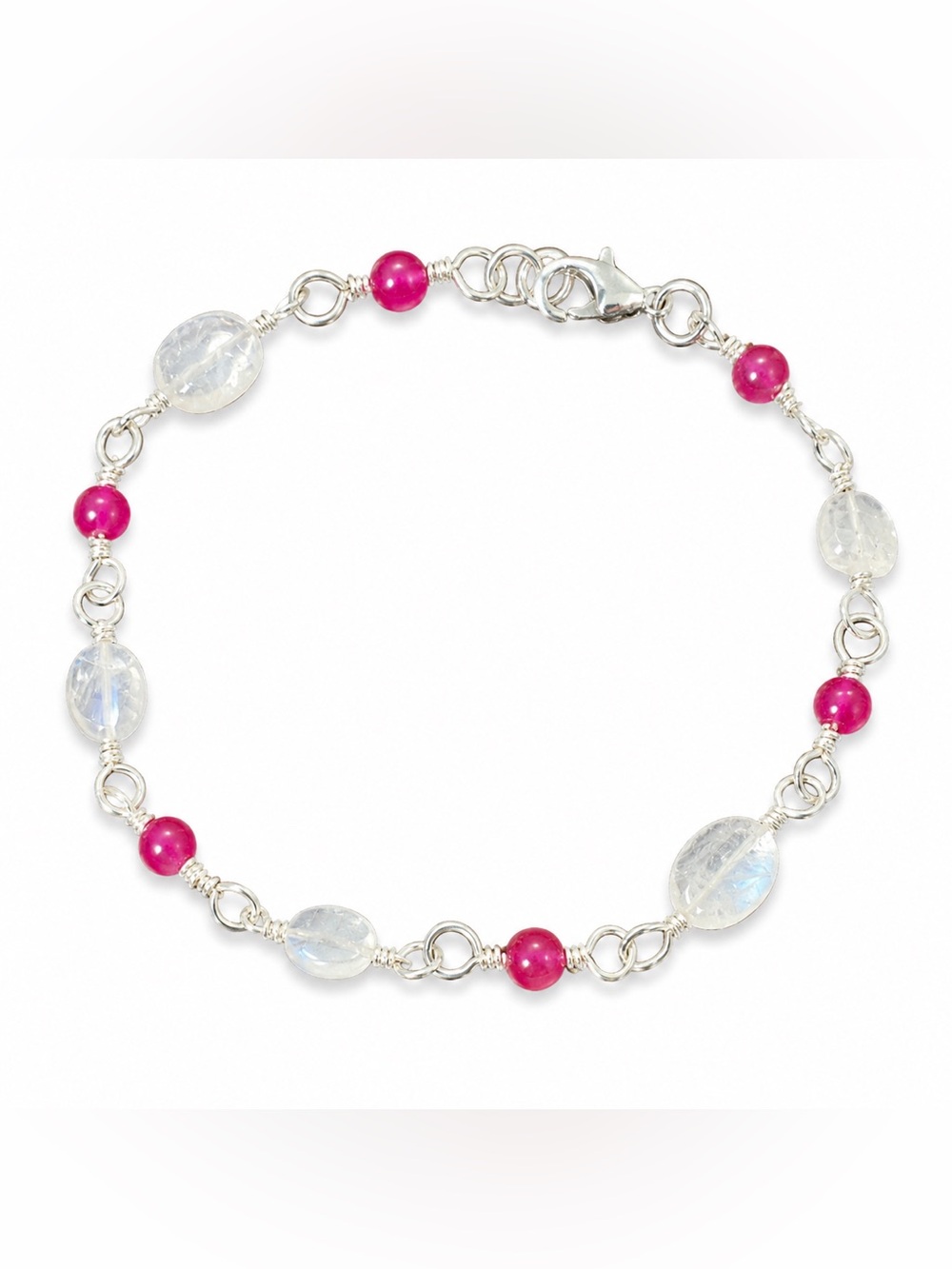 Handmade Ruby and Moonstone Bracelet